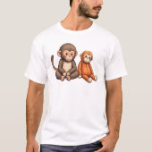 赤ちゃんの子猿デザインのパンチ Tシャツ (正面)