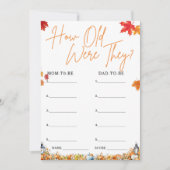 赤ちゃんの年齢は？　ベイビーシャワーパーティーゲーム　リトルパンプキン 招待状 (正面)