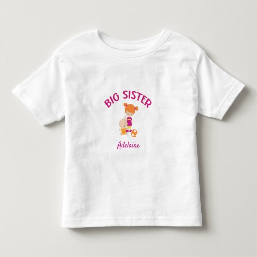赤ちゃんの弟との姉妹 プリント トドラーTシャツ (正面)