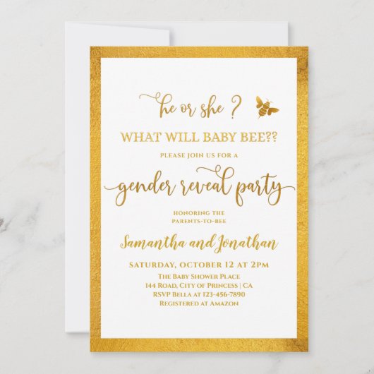 赤ちゃんの性別発表の招待状(ベイビービー編) 招待状 (正面)