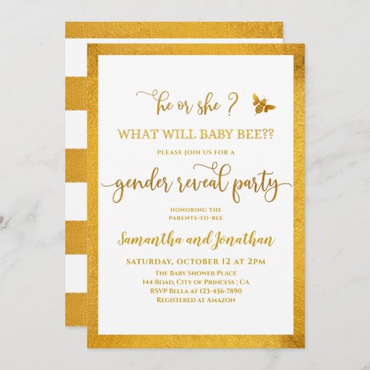 赤ちゃんの性別発表の招待状(ベイビービー編) 招待状 (正面/裏面)