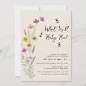 赤ちゃんの性別発表パーティーのためにBeeをテーマにしたデザインを計画していますか？ 招待状 (正面)