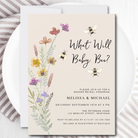 赤ちゃんの性別発表パーティーのためにBeeをテーマにしたデザインを計画していますか？ 招待状