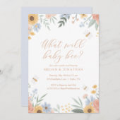 赤ちゃんの性別発表パーティー　ハチの仲間と一緒に 招待状 (正面/裏面)