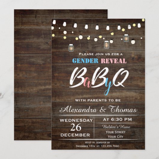 赤ちゃんの性別発表 招待状 (正面/裏面)