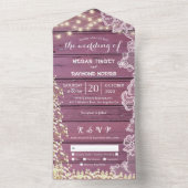 赤ちゃんの息とストリングライトウッドパープル オールインワン招待状 (内側)