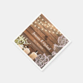 赤ちゃんの息とストリングライト素朴ウッド結婚ズ スタンダードカクテルナプキン (角)