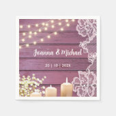 赤ちゃんの息とストリングライト素朴ピンク結婚ズ スタンダードカクテルナプキン (正面)