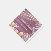 赤ちゃんの息とストリングライト素朴ピンク結婚ズ スタンダードカクテルナプキン (角)