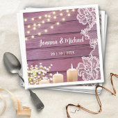 赤ちゃんの息とストリングライト素朴ピンク結婚ズ スタンダードカクテルナプキン