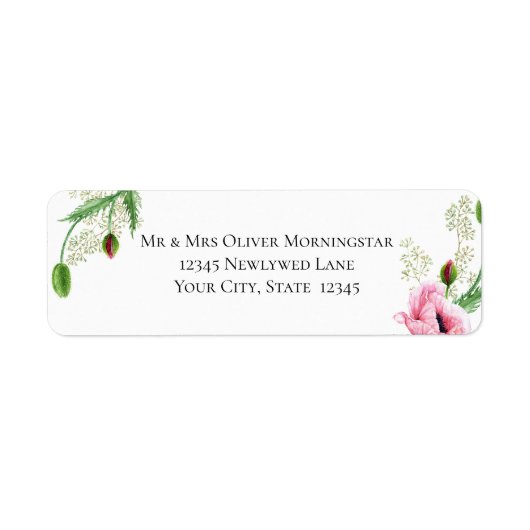 赤ちゃんの息とピンクかわいらしのケシ ラベル (正面)