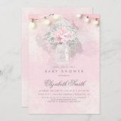 赤ちゃんの息とピンクのバラ赤ちゃん素朴のシャワー 招待状 (正面/裏面)