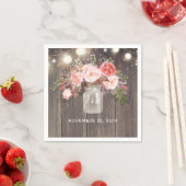 赤ちゃんの息とピンクのフローラメイソンジャー素朴 スタンダードカクテルナプキン (インサイチュ)