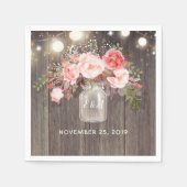 赤ちゃんの息とピンクのフローラメイソンジャー素朴 スタンダードカクテルナプキン (正面)