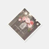 赤ちゃんの息とピンクのフローラメイソンジャー素朴 スタンダードカクテルナプキン (角)