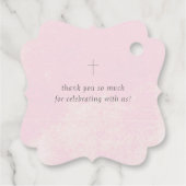 赤ちゃんの息とピンクの花のバプテスマ感謝していス フェイバータグ (裏面)