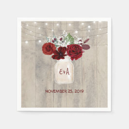 赤ちゃんの息とブルゴーニュのフローラメイソン素朴ジャー スタンダードカクテルナプキン