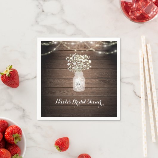 赤ちゃんの息とライトのウェディング素朴レセプション スタンダードカクテルナプキン (インサイチュ)