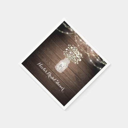 赤ちゃんの息とライトのウェディング素朴レセプション スタンダードカクテルナプキン (角)