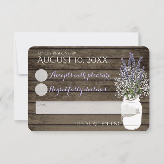 赤ちゃんの息とラベンダー結婚の反応 出欠カード (正面)