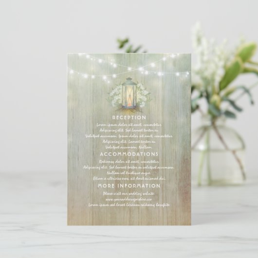 赤ちゃんの息とヴィンテージランタン結婚の詳細 エンクロージャーカード (スタンド正面)