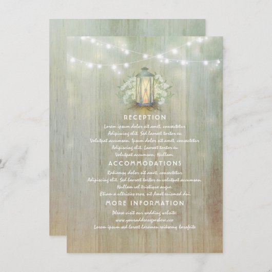 赤ちゃんの息とヴィンテージランタン結婚の詳細 エンクロージャーカード (正面/裏面)