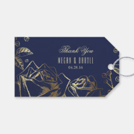 赤ちゃんの息と金ゴールドバラネイビー結婚ズ ギフトタグ