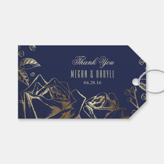 赤ちゃんの息と金ゴールドバラネイビー結婚ズ ギフトタグ (正面(横))