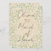 赤ちゃんの息のフローラが私のメイド・オブ・オーナー（花嫁付き添い人） 招待状 (正面/裏面)
