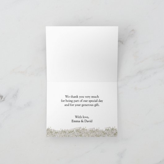 赤ちゃんの息のフローラジャーVintage結婚式ありがとう サンキューカード (内部)