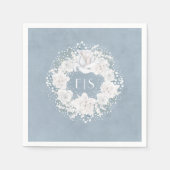 赤ちゃんの息のフローラ白と埃っぽい青 スタンダードカクテルナプキン (正面)