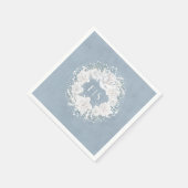 赤ちゃんの息のフローラ白と埃っぽい青 スタンダードカクテルナプキン (角)