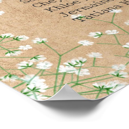 赤ちゃんの息のフローラ素朴の結婚シーティングチャート ポスター (角)