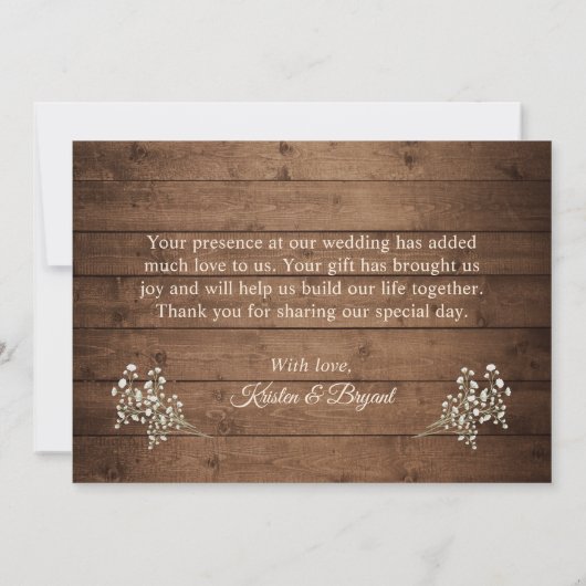 赤ちゃんの息のメイソンのジャイルストリングライト結婚ズ サンキューカード (裏面)