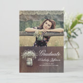 赤ちゃんの息のメイソンのジャー素朴の写真卒業 招待状 (スタンド正面)