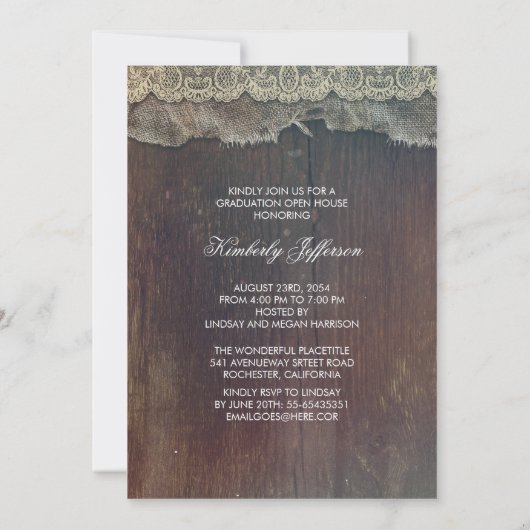 赤ちゃんの息のメイソンのジャー素朴の写真卒業 招待状 (裏面)