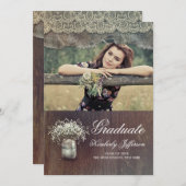 赤ちゃんの息のメイソンのジャー素朴の写真卒業 招待状 (正面/裏面)