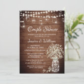 赤ちゃんの息のメイソンの瓶のカップル素朴シャワー 招待状 (スタンド正面)