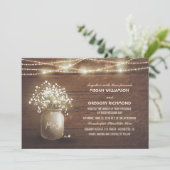 赤ちゃんの息のメイソンの瓶ヴィンテージ素朴ウェディング 招待状 (スタンド正面)