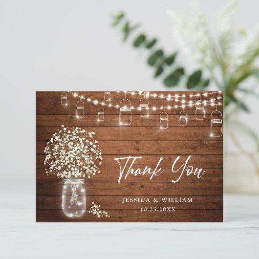赤ちゃんの息のメイソンの素朴瓶の水色 サンキューカード (スタンド正面)