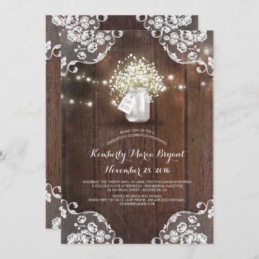 赤ちゃんの息のメイソンジャールバーンウッド卒業パーティー 招待状 (正面/裏面)