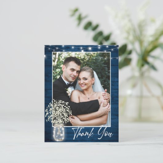 赤ちゃんの息のメイソンJarありがとうご素朴ざいました写真 ポストカード (スタンド正面)