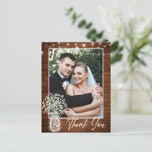 赤ちゃんの息のメイソンJarありがとうご素朴ざいました写真 ポストカード (スタンド正面)