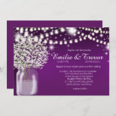 赤ちゃんの息のメイソンjar文字列ライトパープル 招待状 (正面/裏面)