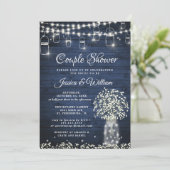 赤ちゃんの息のメイソンjar青いカップル素朴シャワー 招待状 (スタンド正面)