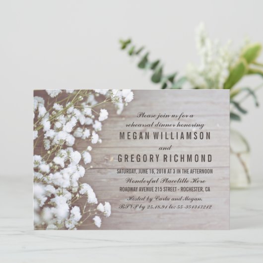 赤ちゃんの息のリハーサル素朴ディナー 招待状 (スタンド正面)