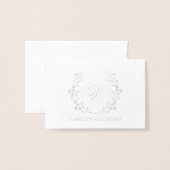 赤ちゃんの息のリース銀モノグラム 箔カード (封筒付き正面)