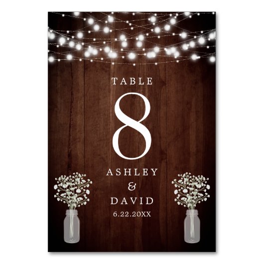 赤ちゃんの息の弦ライトエレガントな結婚式 テーブルナンバー (正面)