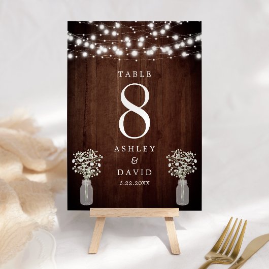 赤ちゃんの息の弦ライトエレガントな結婚式 テーブルナンバー