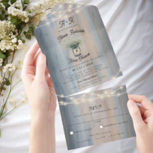 赤ちゃんの息の弦ライトカントリー素朴ウェディング オールインワン招待状